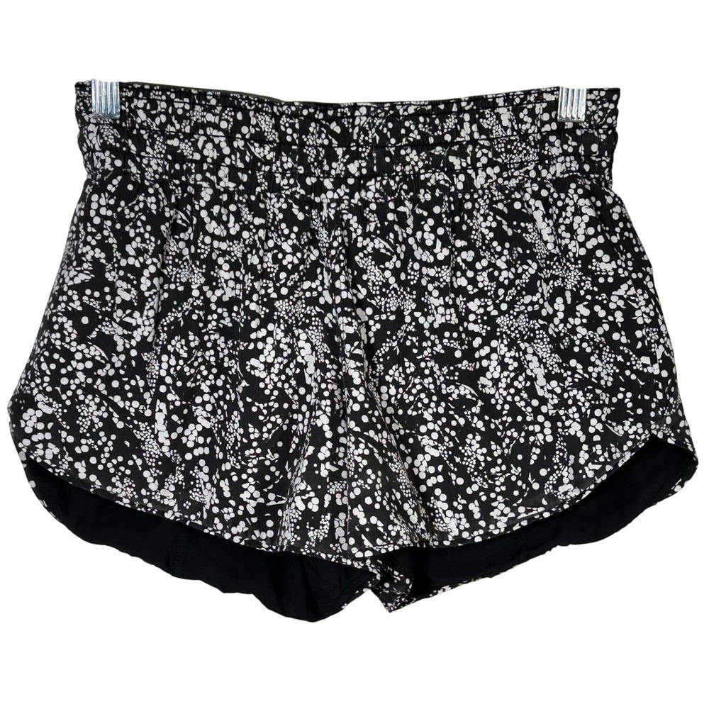 Lululemon Reversible Tempo Shorts Black White Dot Print Running Women Size 4